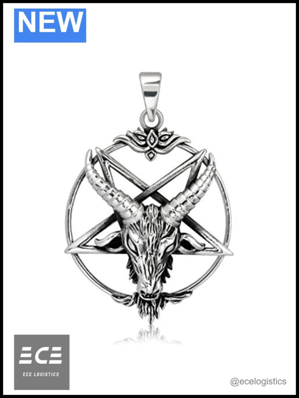 Sterling Silver 925 Pentagram Pentacle Horned God Cernunnos Pendant